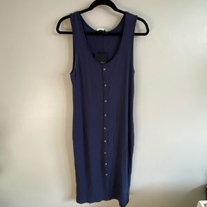 NEW- Button front Navy Midi Tank Dress